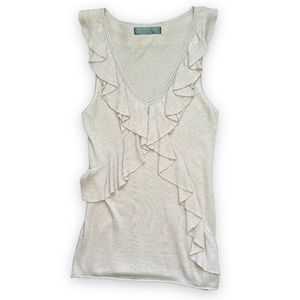 Metropark Lilac Angora Blend Ruffle V-Neck Sweater Sleeveless Top | Size S